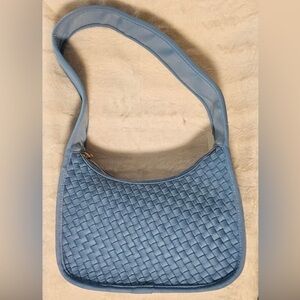 Elegant Blue Woven Shoulder Bag